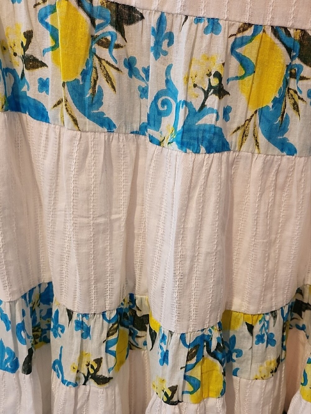 Colori Di Mare White Tiered Boho Tunic with Yellow Lemon Embroidery - Picture 3 of 7
